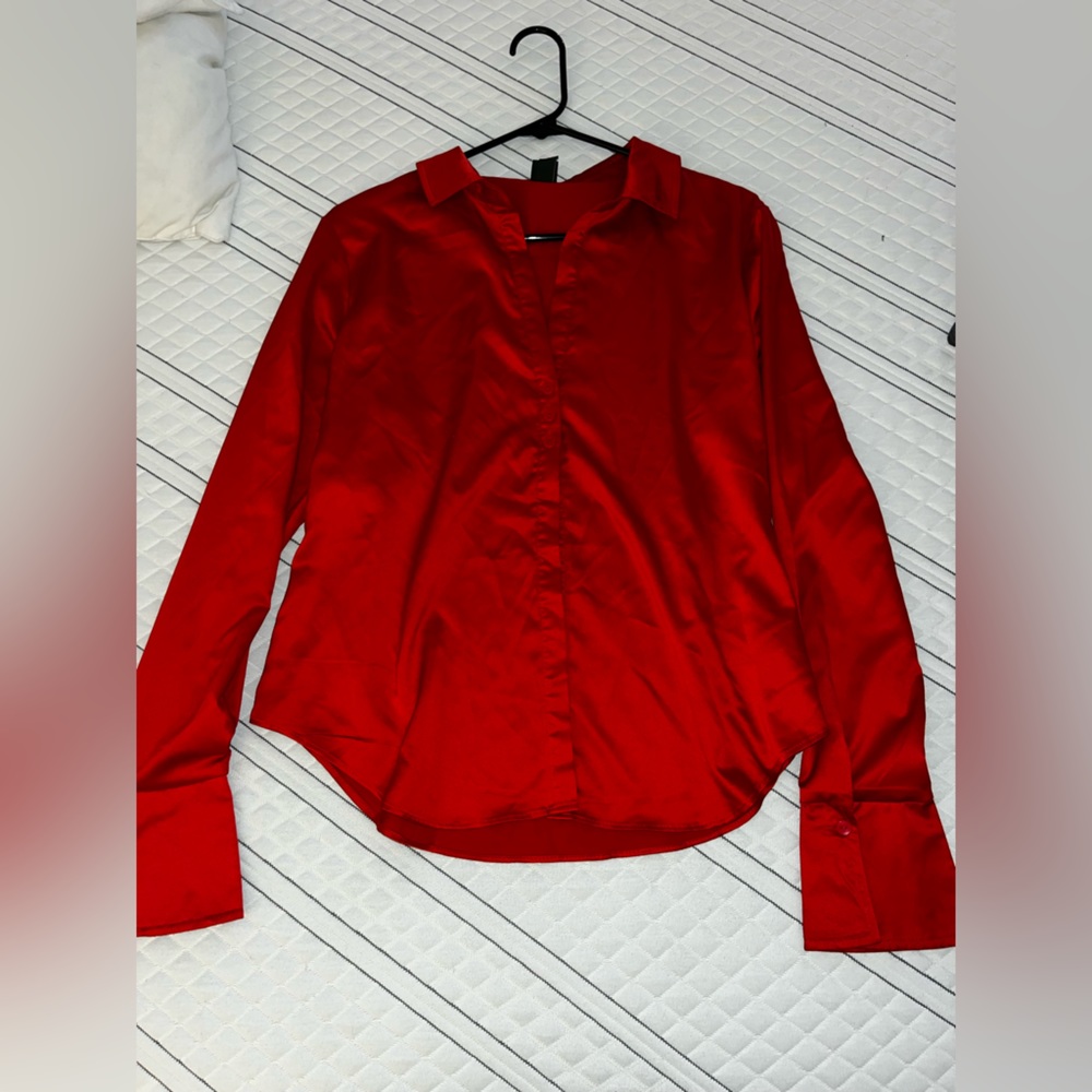 Satin red top